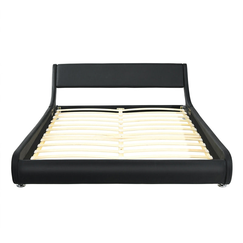 Full Size Faux Leather Upholstered Platform Bed Adjustable Headboard - Relaxacare