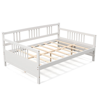 Full Size Metal Daybed Frame with Guardrails-White - Relaxacare