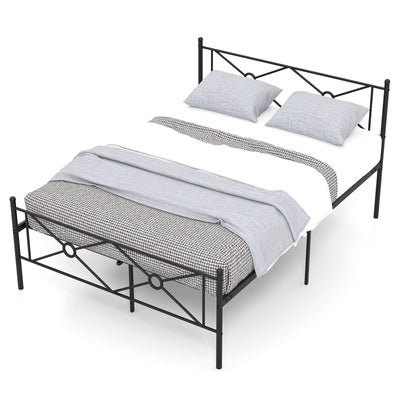 Full/Queen Size Metal Platform Bed Frame with Headboard and Footboard - Relaxacare