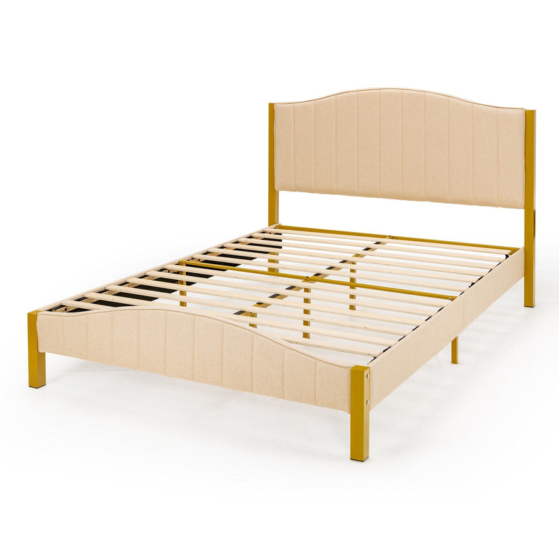 Full/Queen Size Upholstered Bed Frame with Quilted Headboard-Queen Size - Relaxacare