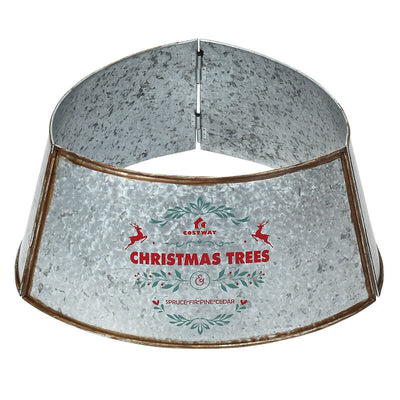 Galvanized Metal ChristmasTree Collar Skirt Ring Cover Decor - Relaxacare