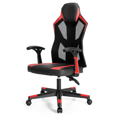 Gaming Chair with Adjustable Mesh Back-Red - Relaxacare
