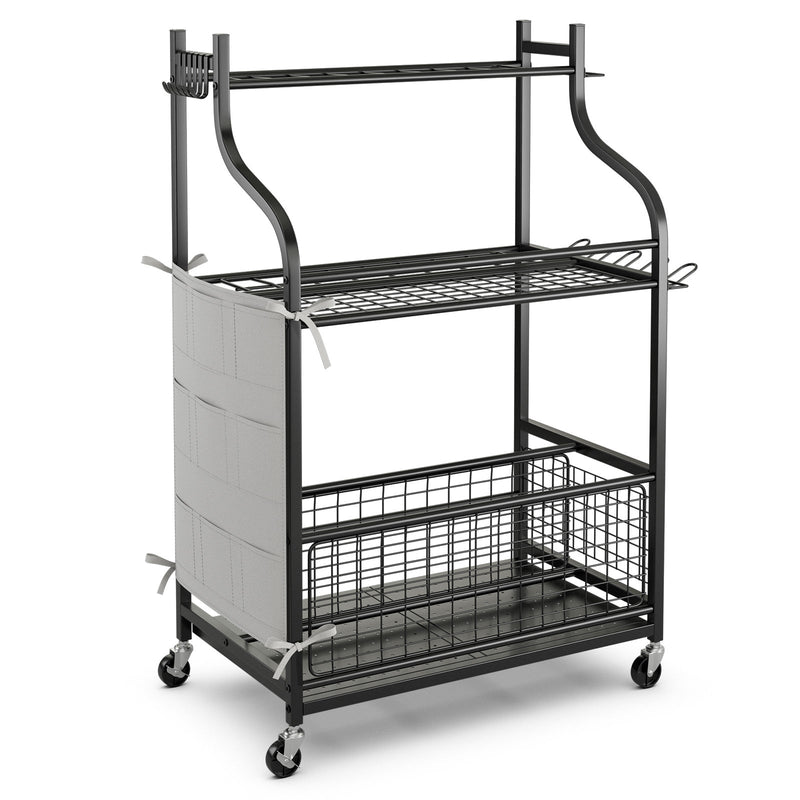 Garden Tool Organizer with Wheels and Hooks - Relaxacare
