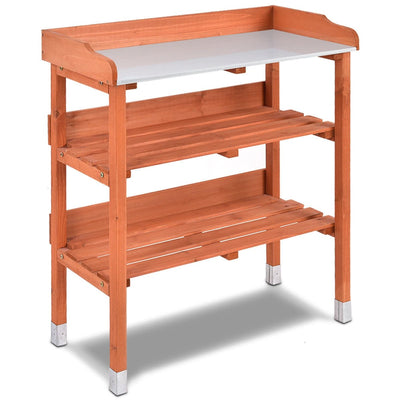 Garden Wooden Potting Bench Work Station with Hook - Relaxacare