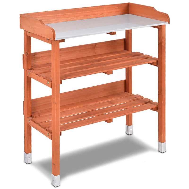 Garden Wooden Potting Bench Work Station with Hook - Relaxacare