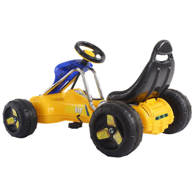 Go Kart Kids Ride On Car Pedal Powered Car 4 Wheel Racer Toy Stealth Outdoor-Yellow - Relaxacare