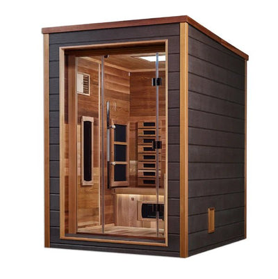 Golden Designs Nora 2 Person Outdoor-Indoor PureTech™ Hybrid Full Spectrum Sauna (GDI-8222-01) - Canadian Red Cedar Interior - Relaxacare