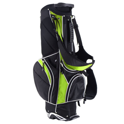 Golf Stand Cart Bag with 6 Way Divider Carry Pockets-Green - Relaxacare