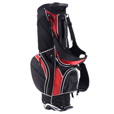 Golf Stand Cart Bag with 6 Way Divider Carry Pockets-Red - Relaxacare