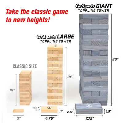 GoSports-Giant Wooden Toppling Tower Gray - Relaxacare