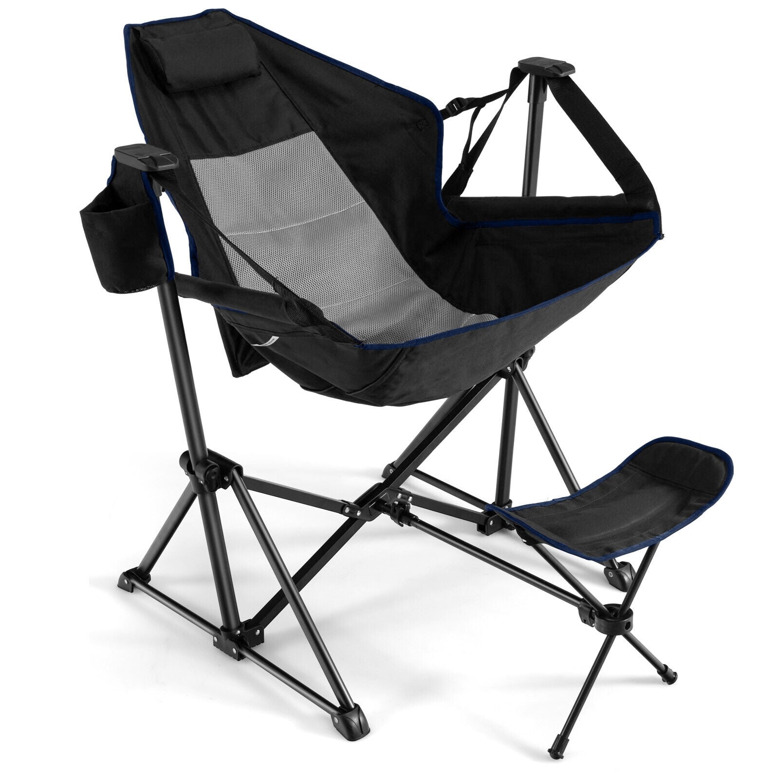 *Hammock Camping Chair with Retractable Footrest and Carrying Bag