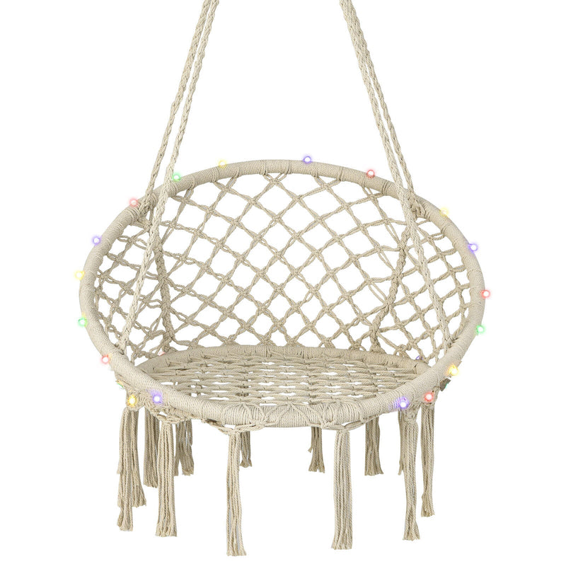 Hammock Chair LED Lights Hanging Swing Indoor Outdoor - Relaxacare