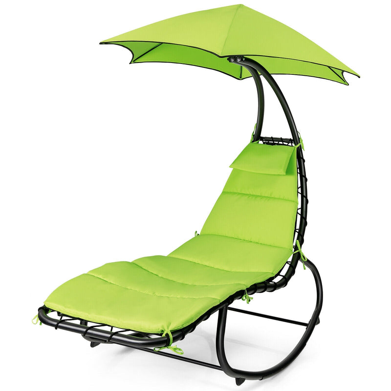Hammock Swing Lounger Chair with Shade Canopy-Green - Relaxacare