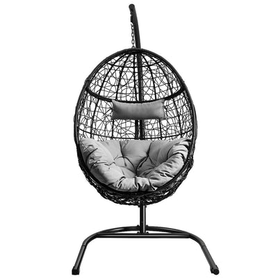 Hanging Cushioned Hammock Chair with Stand -Gray - Relaxacare