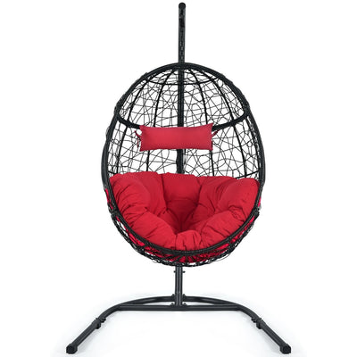 Hanging Cushioned Hammock Chair with Stand-Red - Relaxacare