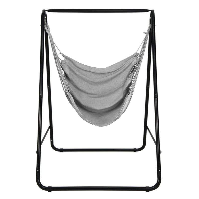 Hanging Padded Hammock Chair with Stand and Heavy Duty Steel-Gray - Relaxacare