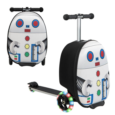Hardshell Ride-on Suitcase Scooter with LED Flashing Wheels-White - Relaxacare