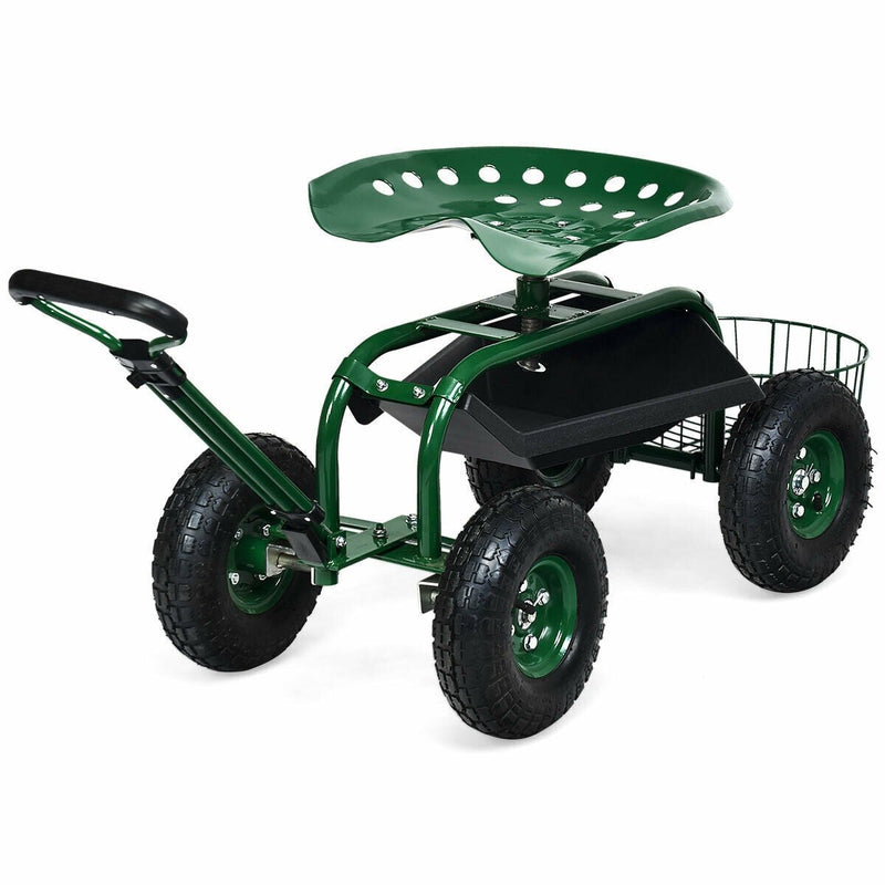 Heavy Duty Garden Cart with Tool Tray and 360 Swivel Seat - Relaxacare