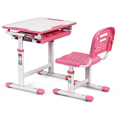 Height Adjustable Children’s Desk Chair Set -Pink - Relaxacare