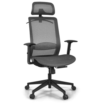 Height Adjustable Ergonomic High Back Mesh Office Chair with Hanger-Gray - Relaxacare