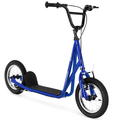 Height Adjustable Kid Kick Scooter with 12 Inch Air Filled Wheel-Navy - Relaxacare
