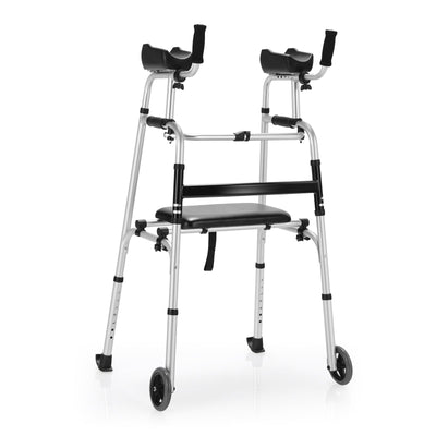 Height Adjustable Rolling Walker With Seat and Armrest Pad - Relaxacare