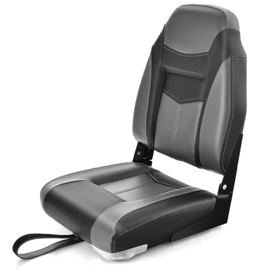 High Back Folding Boat Seats with Black Grey Sponge Cushion and Flexible Hinges-1 Piece - Relaxacare