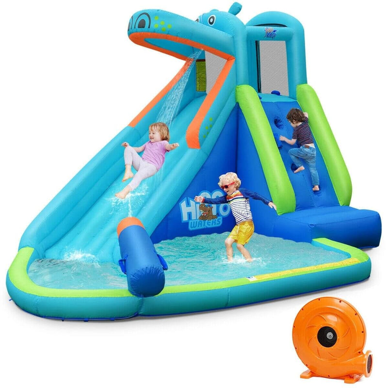 Hippo Inflatable Water Slide Bounce House with Air Blower - Relaxacare