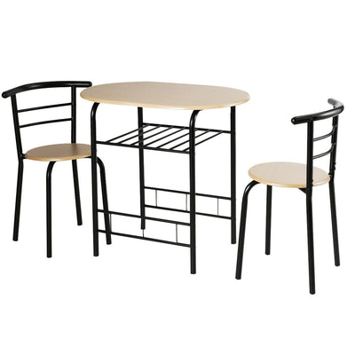 Home Kitchen 3 pcs Bistro Pub Dining Table 2 Chairs Set-Natural - Relaxacare