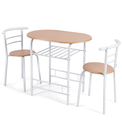 Home Kitchen 3 pcs Bistro Pub Dining Table 2 Chairs Set-Tan - Relaxacare