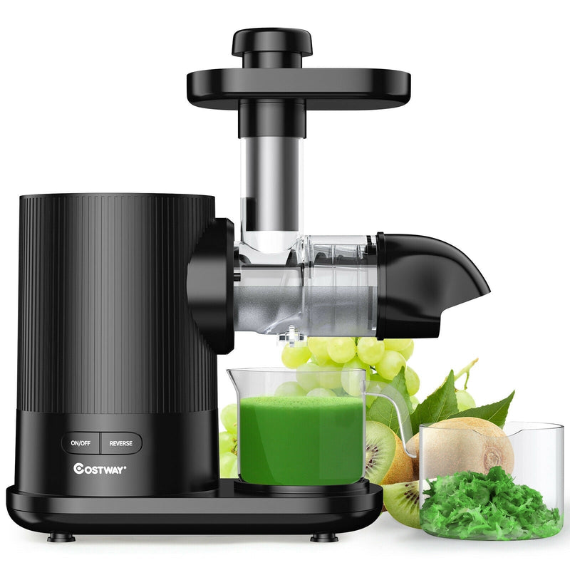 Horizontal Slow Masticating Extractor Juicer with Brush-Black - Relaxacare