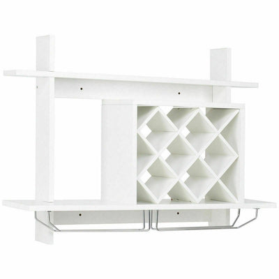 Household Wall Mount Wine Rack Organizer with Glass Holder Storage Shelf - Relaxacare