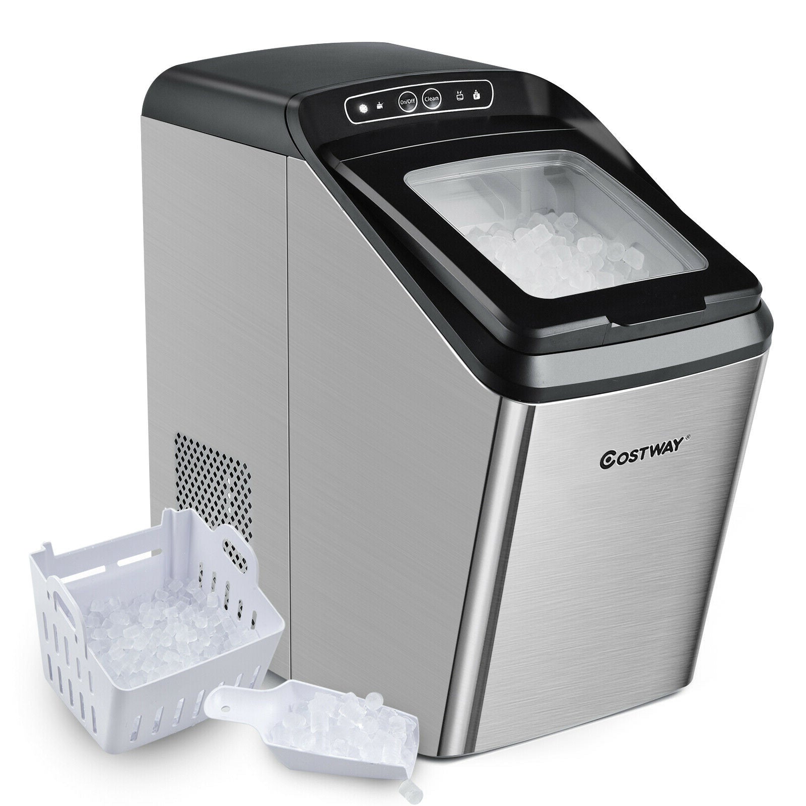 Pebble Machine Ice Making Machine with 29 Pounds Pebble Ice per Day-Silver ...