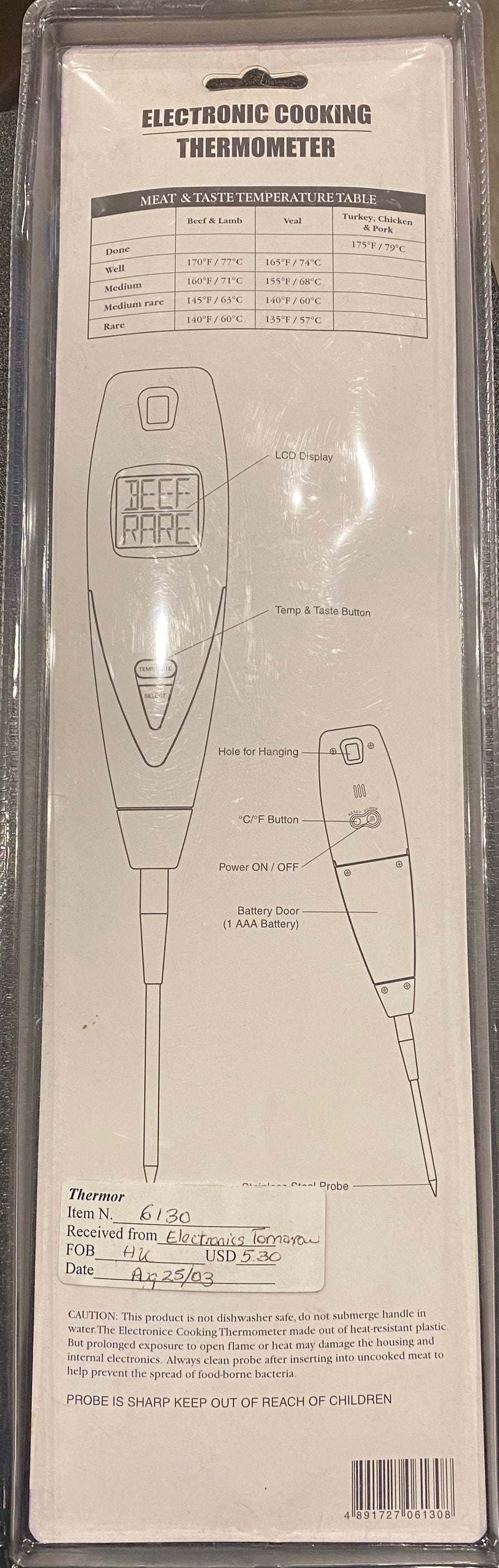 Clearance - Open Box - Electronic Cooking Thermometer