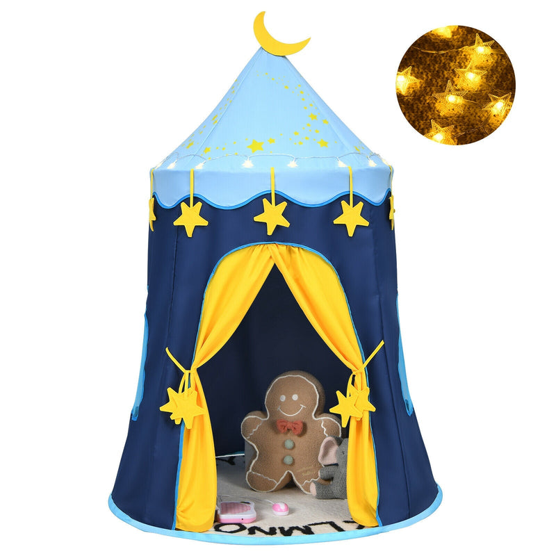 Indoor Outdoor Kids Foldable Pop-Up Play Tent with Star Lights Carry Bag - Relaxacare