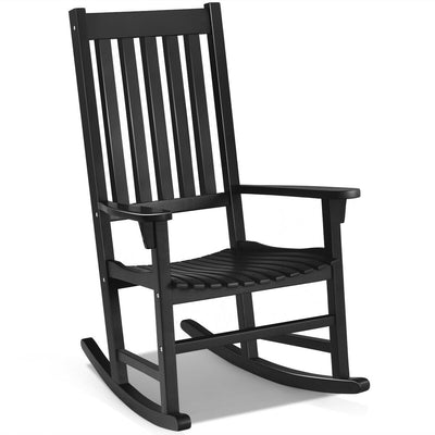 Indoor Outdoor Wooden High Back Rocking Chair-Black - Relaxacare