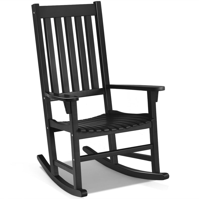 Indoor Outdoor Wooden High Back Rocking Chair-Black - Relaxacare