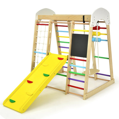 Indoor Playground Climbing Gym Wooden 8 in 1 Climber Playset for Children-Multicolor - Relaxacare