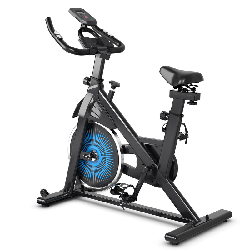 Indoor Silent Belt Drive Adjustable Resistance Cycling Stationary Bike-Blue - Relaxacare
