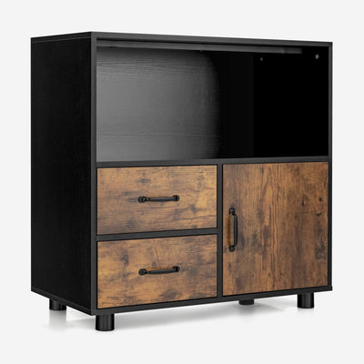 Industrial 2 Drawer File Cabinet with Middle Open Shelf - Relaxacare