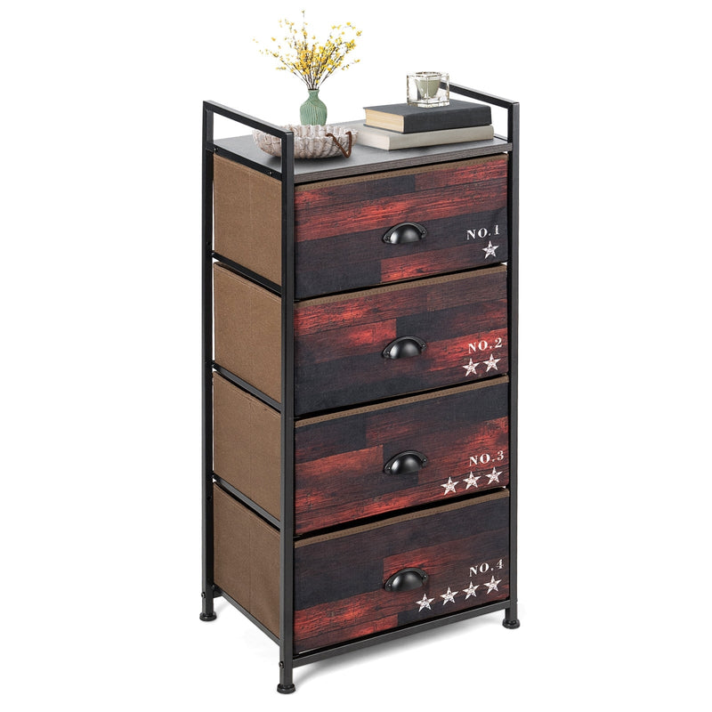 Industrial 4 Fabric Drawers Storage Dresser with Fabric Drawers and Steel Frame - Relaxacare