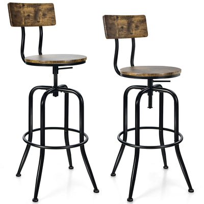 Industrial Adjustable Swivel Bar Stool with Arc-Shaped Backrest - Relaxacare