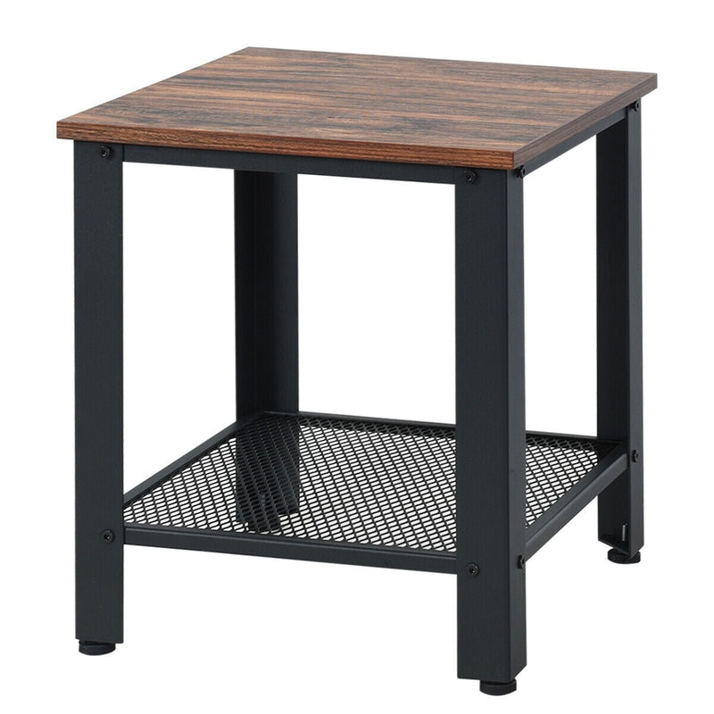 Industrial End Table 2-Tier Side Table-Black - Relaxacare