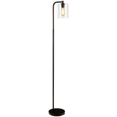 Industrial Floor Lamp with Glass Shade-Black - Relaxacare