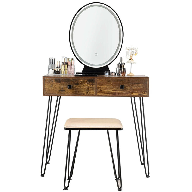 Industrial Makeup Dressing Table with 3 Lighting Modes-Blue - Relaxacare