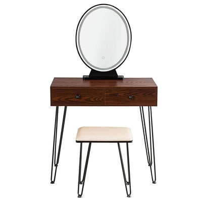 Industrial Makeup Dressing Table with 3 Lighting Modes-Coffee - Relaxacare