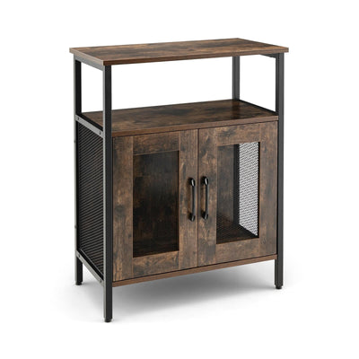 Industrial Sideboard Buffet Cabinet with Removable Wine Rack-Rustic Brown - Relaxacare