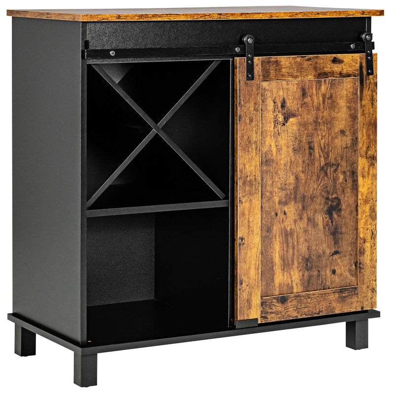 Industrial Storage Cabinet with Sliding Barn Door-Rustic Brown - Relaxacare