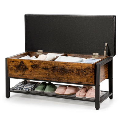 Industrial Storage Shoe Bench with Two Divided Space - Relaxacare