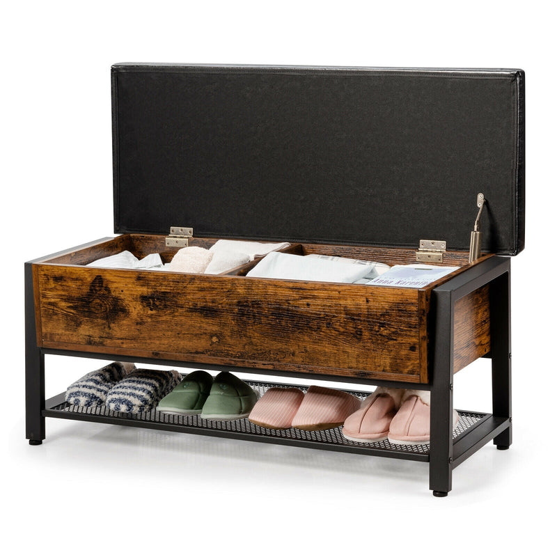Industrial Storage Shoe Bench with Two Divided Space - Relaxacare